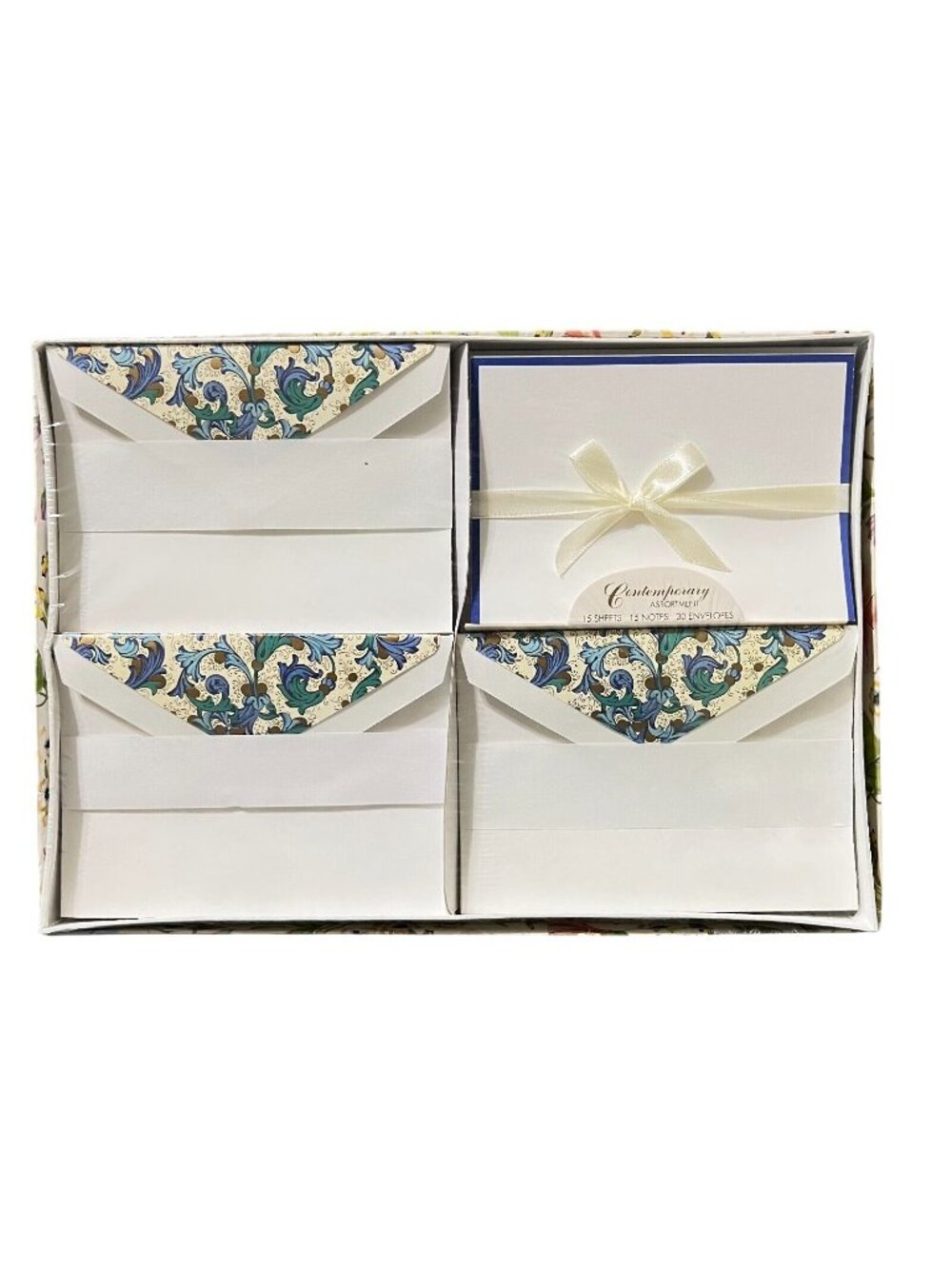 DS-MAX Stationery Contemporary Paisley 15 Sheet 15 Note 30 Envelope Blue/Gold